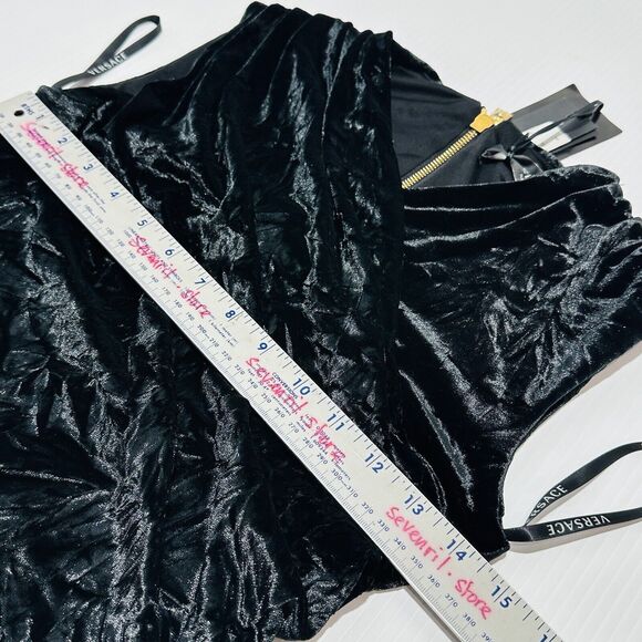 Versace Black Stretch Velvet Sleeveless Cocktail Mini Dress IT 38/US 2 NWT - Picture 13 of 15